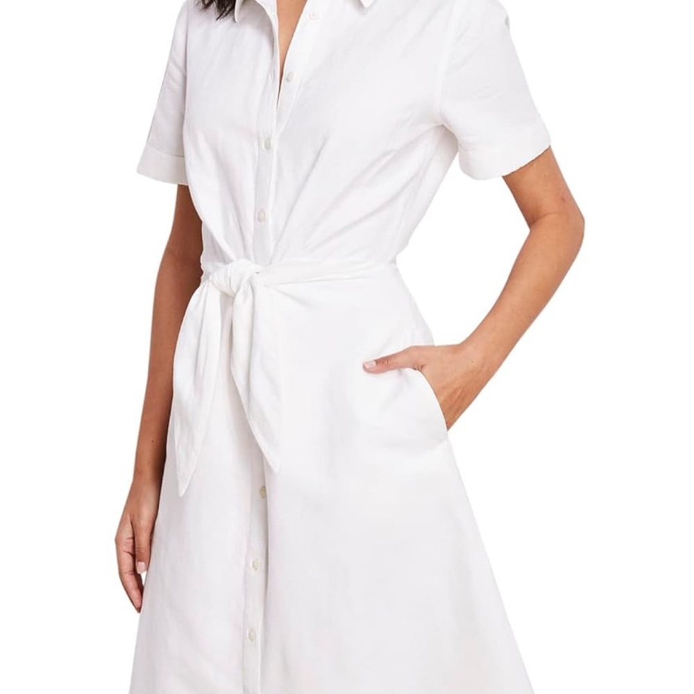 Vineyard  Vines 16🤍🤍🤍🥂White Button-Up Tie Waist Dress